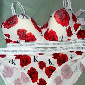 Calvin Klein Rose print bra and panties